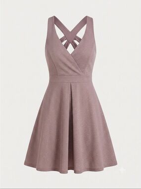 Windsor Sparkly Criss-Cross Back Mini Dress in Dusty Rose